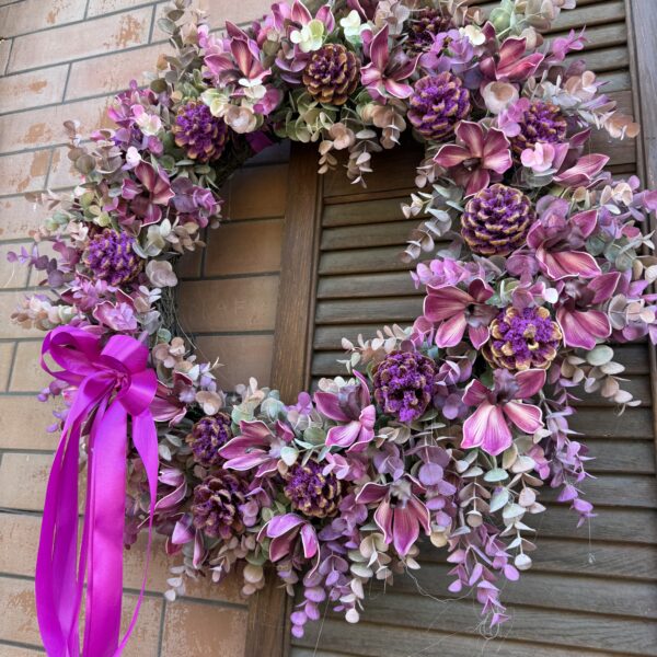 Wianek Jesienny "Fuchsia Orchid Eucalyptus Wreath"